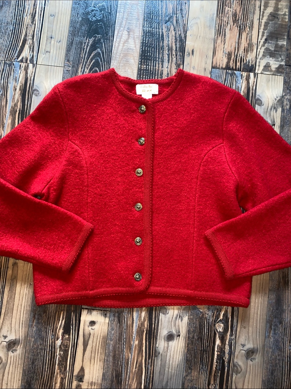 Vintage Tally Ho Wool Red Button-Front Women's Cardigan
